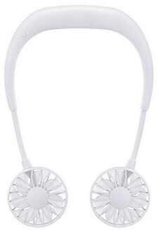 Usb Draagbare Ventilator Handsfree Hals Opknoping Oplaadbare Mini Sport Fans Persoonlijke Mini 3 Speed Verstelbare Voor Thuis wit