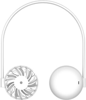 Usb Draagbare Ventilator Koude Fan Handsfree Hals Fan Opknoping Oplaadbare Mini Sport Fan 3-Speed Verstelbare Hals Dual fan Home Office wit