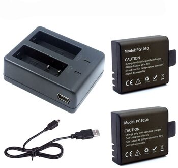 Usb Dual Charger + 2 Stuks 1050Mah Oplaadbare Li-Ion Camera Batterij Voor Eken H9 H9R H3 H3R H8PRO H8R h8 Pro Sport Actie Camera