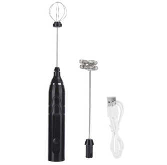 Usb Elektrische Melkopschuimer 3 Speed Foamer Cappuccino Maker Handheld Eiklopper Koffie Chocolade Blender Mixer zwart