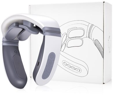 Usb Elektrische Nek Massager Pulse 4 Heads 3D Elektromagnetische Puls Hals Massager Ver Infrarood Verwarming Pijnbestrijding Cervicale Type1 wit