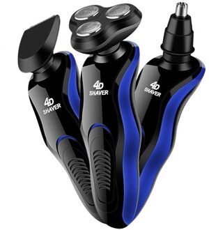 Usb Elektrische Scheerapparaten Scheren Machine 4 In 1 Baard Scheerapparaten 4D 3 Bladen Baard Nose Hair Trimmer Clipper Oplaadbare Voor mannen Gezicht Shaver 3 in 1