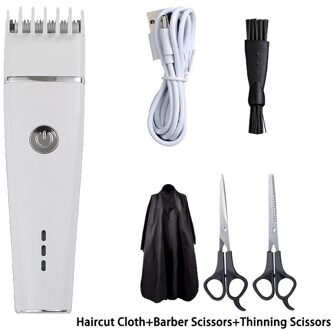 Usb Elektrische Tondeuse Twee Speed Keramische Cutter Haar Snelle Opladen Tondeuse Kinderen Machine Professionele Oplaadbare wit suit