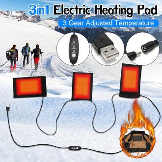 Usb Elektrische Verwarming Pad 5v 12v Met 3 Gear Verstelbare Temperatuur Snelle verwarming Koolstofvezel Warmer Pad Voor doek Vest Jas 3 pads