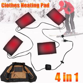 Usb Elektrische Verwarming Pad 5v 12v Met 3 Gear Verstelbare Temperatuur Snelle verwarming Koolstofvezel Warmer Pad Voor doek Vest Jas 4 pads