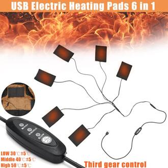 Usb Elektrische Verwarming Pad 5v 12v Met 3 Gear Verstelbare Temperatuur Snelle verwarming Koolstofvezel Warmer Pad Voor doek Vest Jas 6 pads
