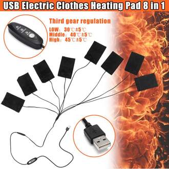 Usb Elektrische Verwarming Pad 5v 12v Met 3 Gear Verstelbare Temperatuur Snelle verwarming Koolstofvezel Warmer Pad Voor doek Vest Jas 8 pads