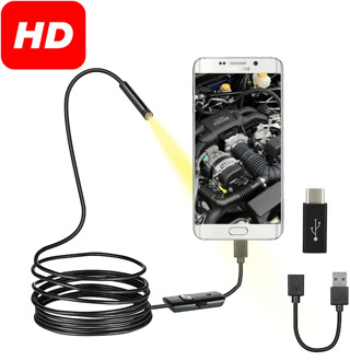 USB Endoscope Camera Flexible IP67 Waterproof 6 Adjustable LEDs Inspection Borescope Camera Micro USB OTG Type C for Android PC