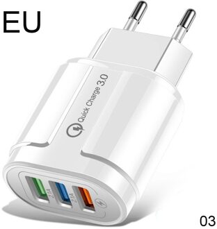 Usb Fast Charger 3 Poorten Quick Charge 3.0 Eu Us Plug Mobiele Telefoon Lader Voor Samsung Xiaomi Iphone QC3.0 opladen Adapter wit EU