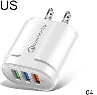 Usb Fast Charger 3 Poorten Quick Charge 3.0 Eu Us Plug Mobiele Telefoon Lader Voor Samsung Xiaomi Iphone QC3.0 opladen Adapter wit US