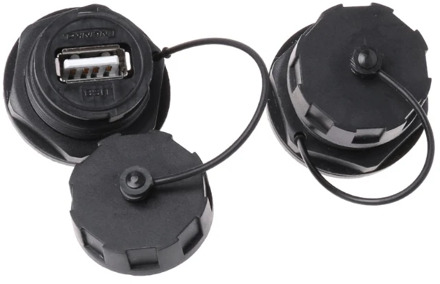 USB Female Socket Plug Panel Mount Adapter Waterproof Connector IPL7 With Cap