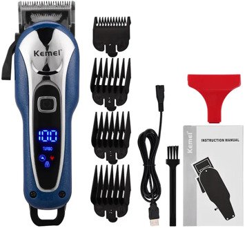 USB Hair Clipper Titanium Ceramic Blade Barber Hair Trimmer Men Electric Beard Trimmer LCD Display Hair Cut With 4 Limit Combs