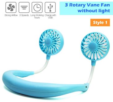 Usb Hals Cooler Draagbare Mini Sport 3-Speed Verstelbare Koud Dual Nekband Fan Opknoping Met Oplaadbare Batterij Thuis kantoor standaard--blauw