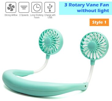 Usb Hals Cooler Draagbare Mini Sport 3-Speed Verstelbare Koud Dual Nekband Fan Opknoping Met Oplaadbare Batterij Thuis kantoor standaard--groen