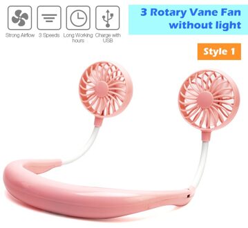 Usb Hals Cooler Draagbare Mini Sport 3-Speed Verstelbare Koud Dual Nekband Fan Opknoping Met Oplaadbare Batterij Thuis kantoor standaard--roze