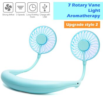 Usb Hals Cooler Draagbare Mini Sport 3-Speed Verstelbare Koud Dual Nekband Fan Opknoping Met Oplaadbare Batterij Thuis kantoor Upgrade-blauw