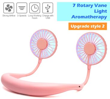 Usb Hals Cooler Draagbare Mini Sport 3-Speed Verstelbare Koud Dual Nekband Fan Opknoping Met Oplaadbare Batterij Thuis kantoor Upgrade-roze