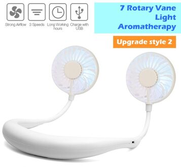 Usb Hals Cooler Draagbare Mini Sport 3-Speed Verstelbare Koud Dual Nekband Fan Opknoping Met Oplaadbare Batterij Thuis kantoor Upgrade-wit