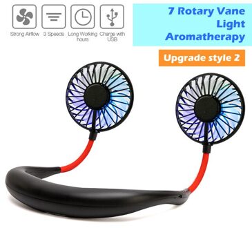 Usb Hals Cooler Draagbare Mini Sport 3-Speed Verstelbare Koud Dual Nekband Fan Opknoping Met Oplaadbare Batterij Thuis kantoor Upgrade-zwart