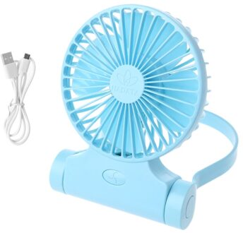 Usb Handsfree Neck Opknoping Fan Aangedreven Door Oplaadbare Batterij Met 3-Niveau Snelheid Bureau Ventilator Voor Outdoor camping Wandelen Home blauw