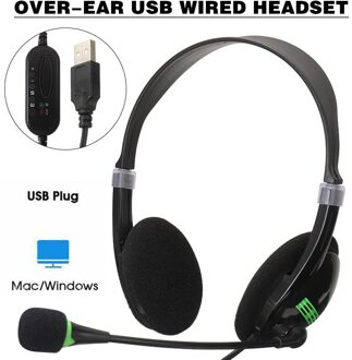 Usb Hoofdtelefoon Met Microfoon Noise Cancelling Headset Ontworpen Met Zachte Pu Oorbeschermers Hoofdband Voor Pc/Laptop/Computer
