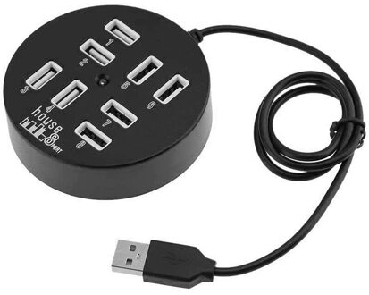 Usb Hub 2.0 Ronde 8-Port Splitter High-Speed Hub Usb Charger Adapter Vervanging Met Led