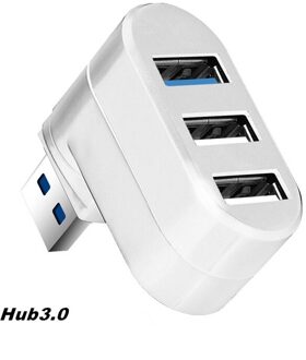 Usb Hub 3.0 Adapter Draaien High Speed U Disk Reader Splitter 3 Poorten Usb 2.0 Voor Computer Pc Laptop Mac mini Accessoires wit 3.0