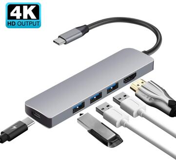Usb Hub C Hub Adapter Usb C Naar Usb 3.0 Hdmi-Compatibel Dock Voor Macbook Pro Voor Nintendo Switch USB-C Type C 3.0 Splitter 5 IN 1 HUB