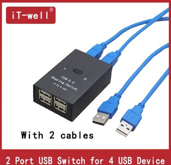Usb Hub Splitter Usb Handmatige Sharing Switch 2 In 4 Out Toetsenbord En Muis Delen Switch Printer Sharing Voor Compute