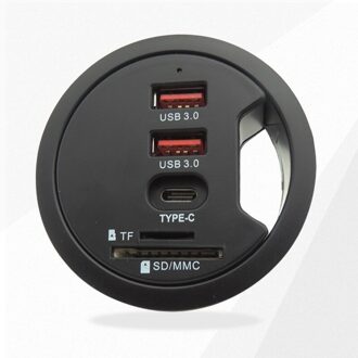 Usb Hub USB3.0 Mount In Bureau Multi Poorten Met Sd/Tf Hoofdtelefoon/Microfoon Adapter Voor Pc/Tablet multi Splitter Eu Plug