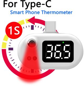 Usb Intelligente Thermometer Smart Mobiele Telefoon Non-Contact Thermometer Digitale Infrarood Thermometer Met Type-C Joint Outdoor wit TC