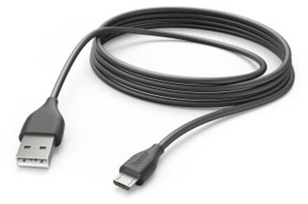 USB-Kabel, USB-A naar Micro-USB, 3 m Oplader Zwart