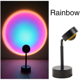 Usb Kleurrijke Zonsondergang Projectie Led Lamp Regenboog Sfeer Nachtlampje Voor Thuis Koffie Achtergrond Muur Decoratie stijl A-regenboog