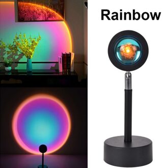 Usb Knop Regenboog Zonsondergang Projector Kleurrijke Led Nachtlampje Uitzending Achtergrond Muur Woondecoratie Coffe Winkel Lamp regenboog Lamp
