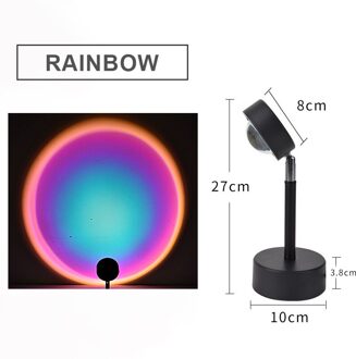 Usb Knop Regenboog Zonsondergang Projector Sfeer Led Nachtlampje Thuis Coffe Winkel Achtergrond Wanddecoratie Kleurrijke Lamp