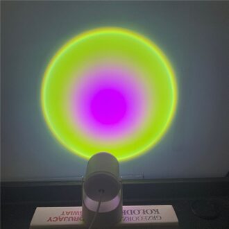 Usb Knop Zonsondergang Regenboog Nachtlampje Live-uitzending Achtergrond Spotlight Galaxy Projector Licht Slaapkamer Cafe Sfeer Lamp geel roze