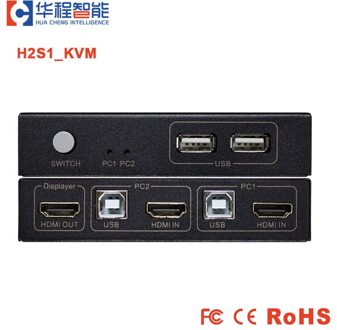 Usb Kvm Switch Ultra Hd Video Switcher KVM-H2 2 In 1 Out Hdmi-Comparible Converter 4K * 2K 30Hz 1080P Ondersteuning Hdcp Voor PS4 Monitor