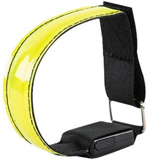 Usb Led Armband Verstelbare Armband Reflecterende Knipperende Strips Enkel Glow Armband Veiligheid Licht Voor Nacht Joggen Wandelen geel