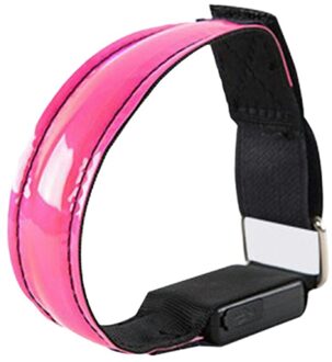 Usb Led Armband Verstelbare Armband Reflecterende Knipperende Strips Enkel Glow Armband Veiligheid Licht Voor Nacht Joggen Wandelen roze