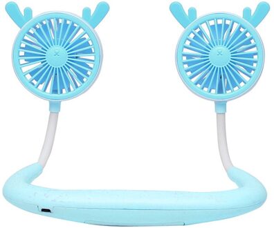 Usb Led Light Nekband Lui Hals Opknoping Stijl Dual Cooling Fan Usb Kleurrijke Draagbare Handheld Ventilator Laag Geluidsniveau Multi-functie Mini BU