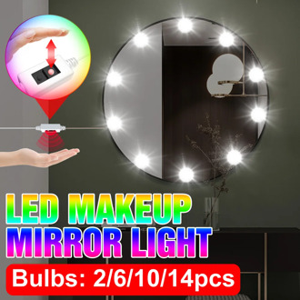 USB LED Makeup Lamp Hollywood Vanity Mirror Light Bulb 12V LED Dressing Table Light Stepless Dimmable Wall Lamp 2 6 10 14 Bulbs
