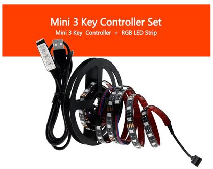 Usb Led Strip 5050 Rgb Flexibele Led Light DC5V Rgb Color Verwisselbare Tv Achtergrond Verlichting. 3Key controleur / 3m