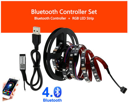 Usb Led Strip 5050 Rgb Flexibele Led Light DC5V Rgb Color Verwisselbare Tv Achtergrond Verlichting. Bluetooth controleur / 2m