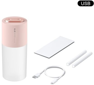 Usb Luchtbevochtiger Dual Sproeier Diffuser 3W 400Ml Verstelbare Luchtbevochtiger Voor Home Office Met Batterij roze USB