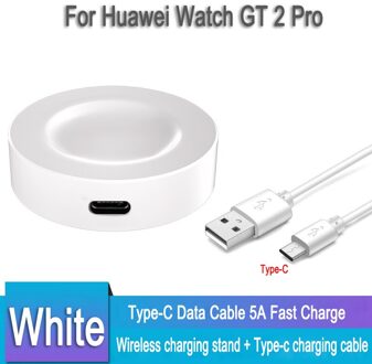 Usb Magnetische Oplaadkabel Voor Huawei Horloge Gt 2 Pro Ecg Draadloze Snelle Lading Type-C Data Lijn 5A super Snel Opladen Datalijn wit