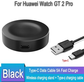 Usb Magnetische Oplaadkabel Voor Huawei Horloge Gt 2 Pro Ecg Draadloze Snelle Lading Type-C Data Lijn 5A super Snel Opladen Datalijn zwart