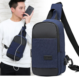 USB Men Handbag Casual Chest Pouch 2020 Outdoor Waterproof Oxford Crossbody Bag Men Phone Pouch Sports Male Travel Bags