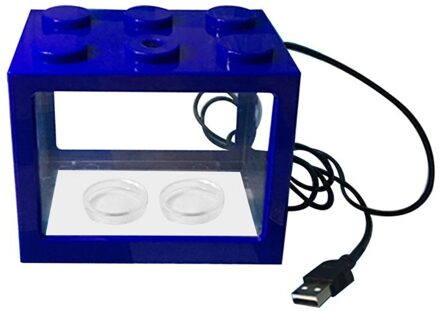 Usb Mini Aquarium Met Led Lamp Licht Home Office Desktop Decoratie blauw
