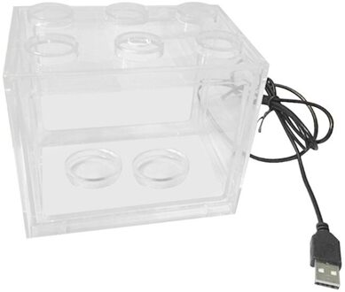 Usb Mini Aquarium Met Led Lamp Licht Home Office Desktop Decoratie transparant