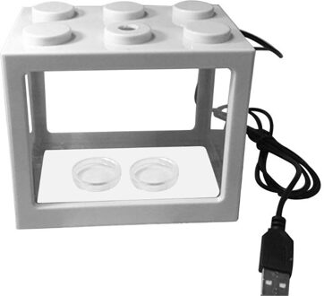 Usb Mini Aquarium Met Led Lamp Licht Home Office Desktop Decoratie wit